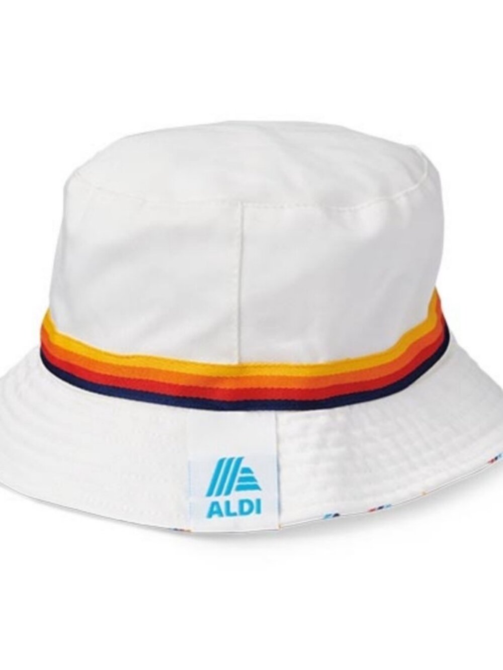 Aldi | 2024 Spring Clean White Bucket Hat with Colorful Band | One Size